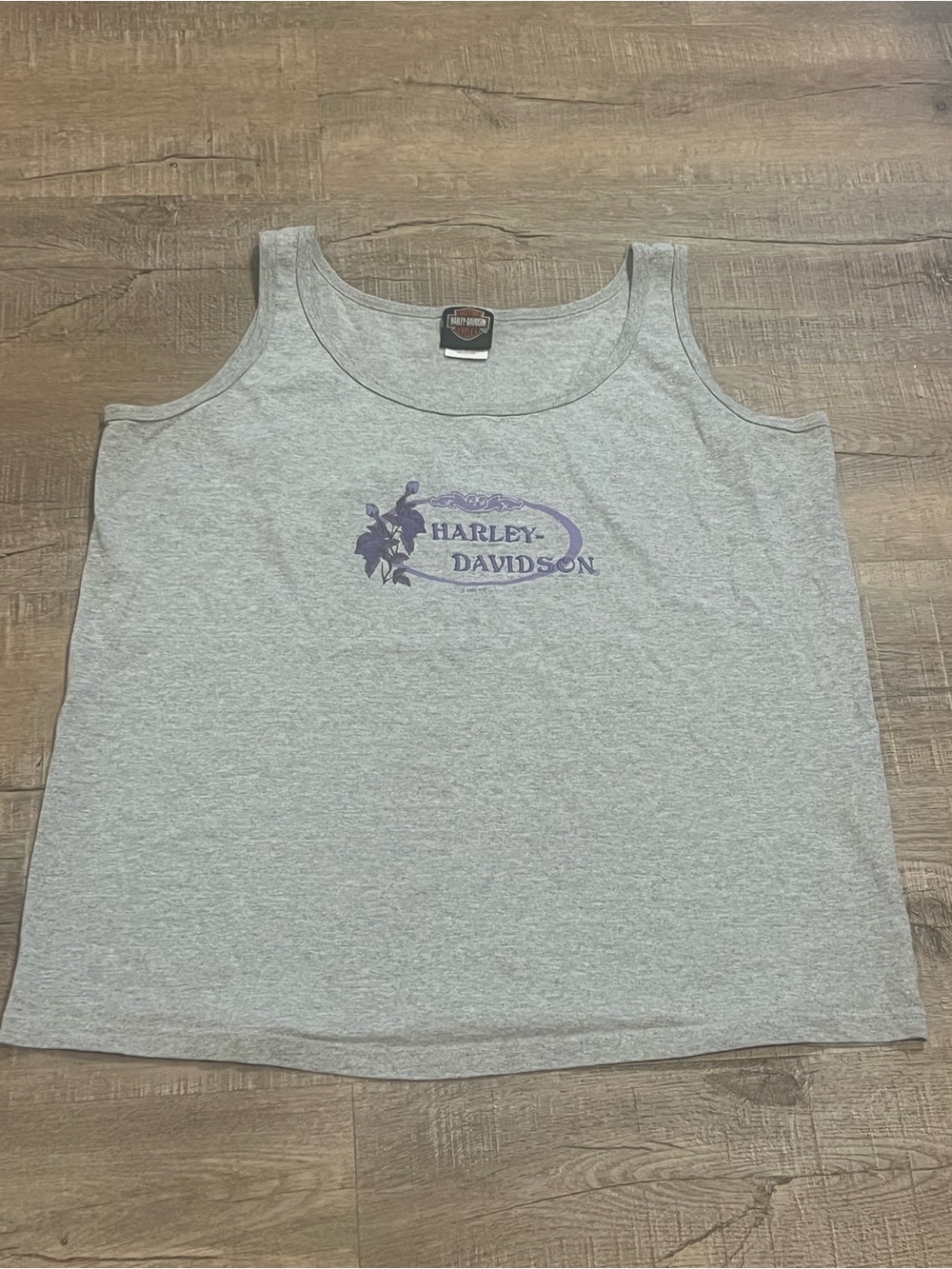 Woman’s xl Harley-Davidson Gray Tank Purple Logo vintage cotton embroidered
